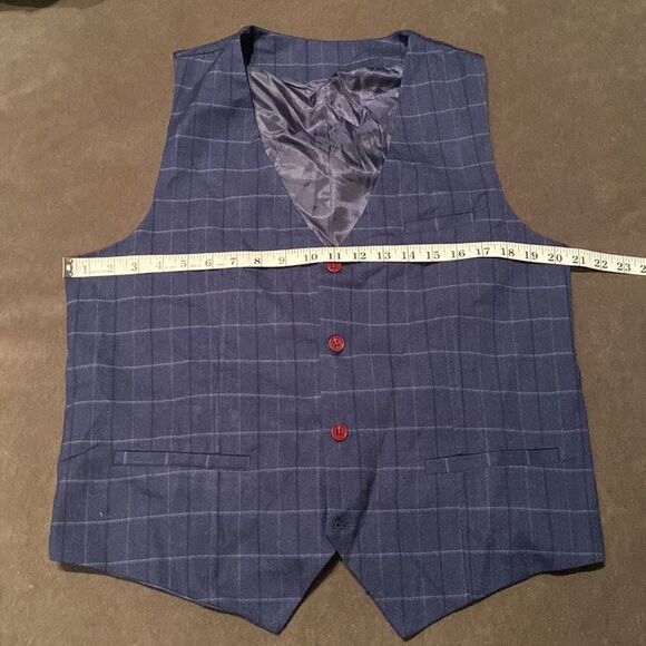 Men’s Mogu Blue Plaid 3 Piece Slim Fit Suit Jacket 40 Pants 36 NWT - Picture 10 of 14